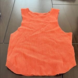 SHEIN Coral-Orange Ribbed Knit Tank Top